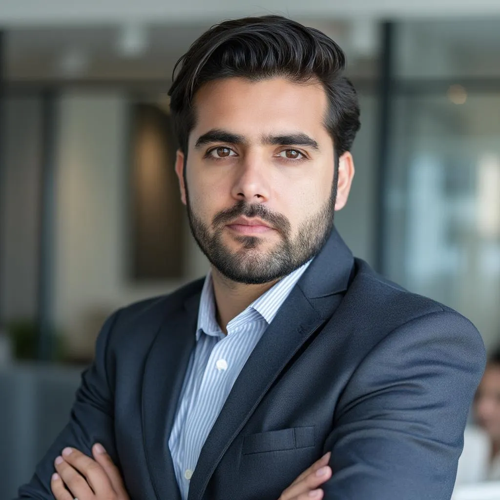 Retrato profesional de Mateo Giménez, Analista Financiero Senior